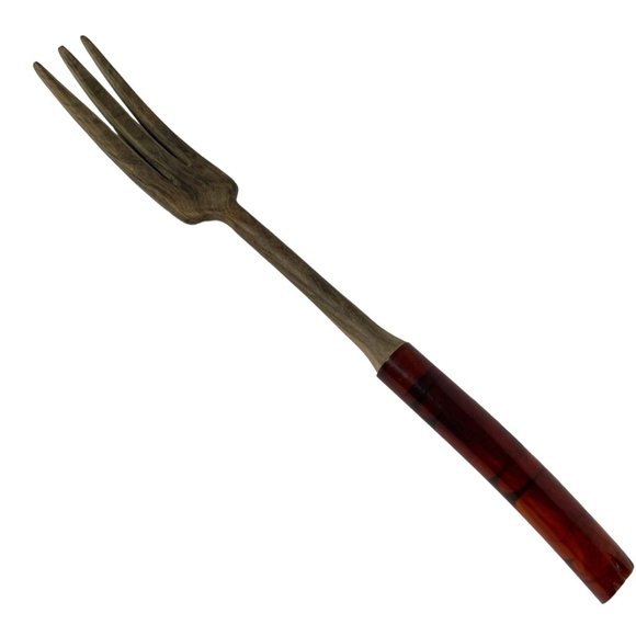 Vintage MCM 11 inch Plastic Wood Kitchen Fork - Picture 1 of 8